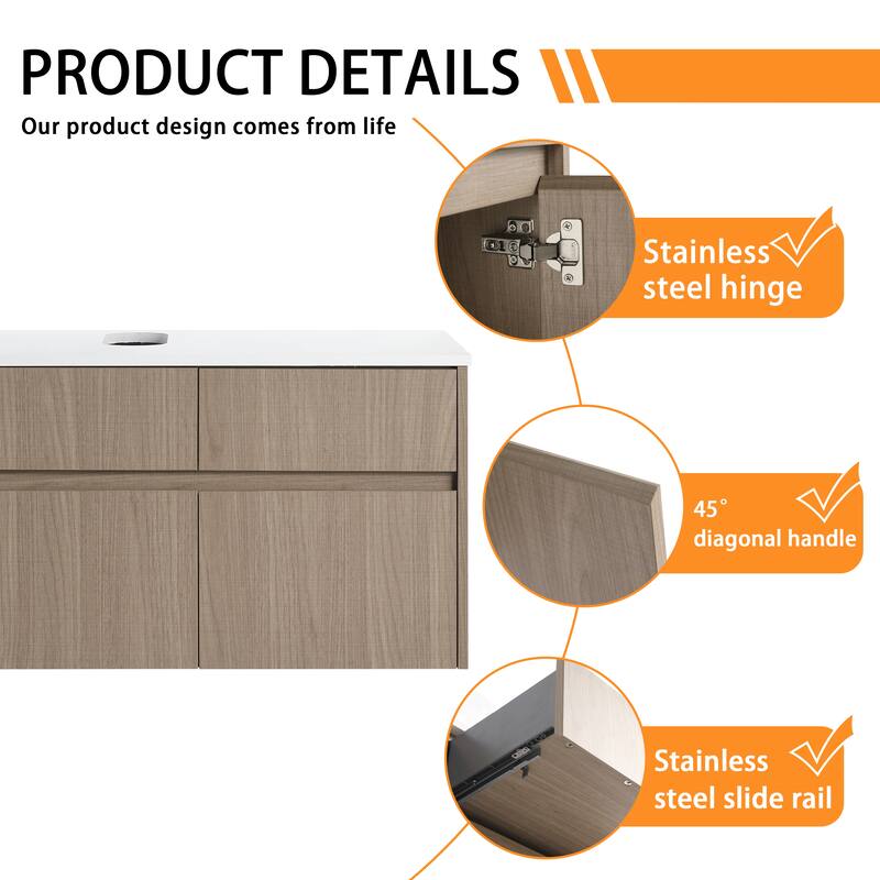 Bathroom Vanity With Sink In 32 Inch, Floating Bathroom Vanity With 2 Soft Close Doors And Drawer