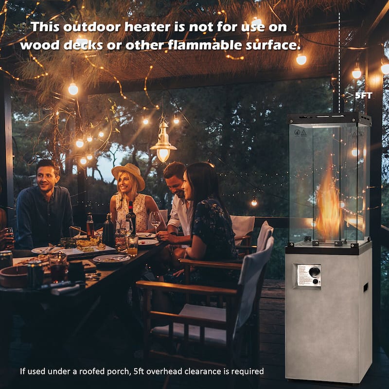 Gymax 41,000 BTU Propane Patio Heater Glass Tube Standing Gas Heater