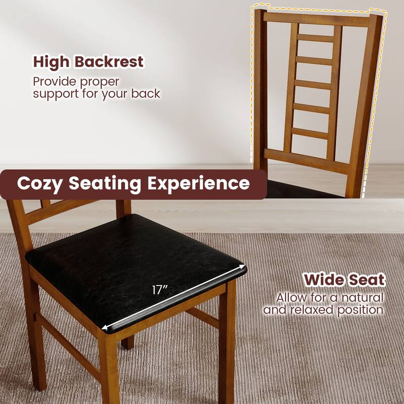 Gymax Wood Dining Chairs Set of 4 w/Rubber Wood Frame Padded Seat