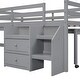 preview thumbnail 14 of 26, Twin Wooden Loft Bed with Movable Desk, Drawers, and Guardrail