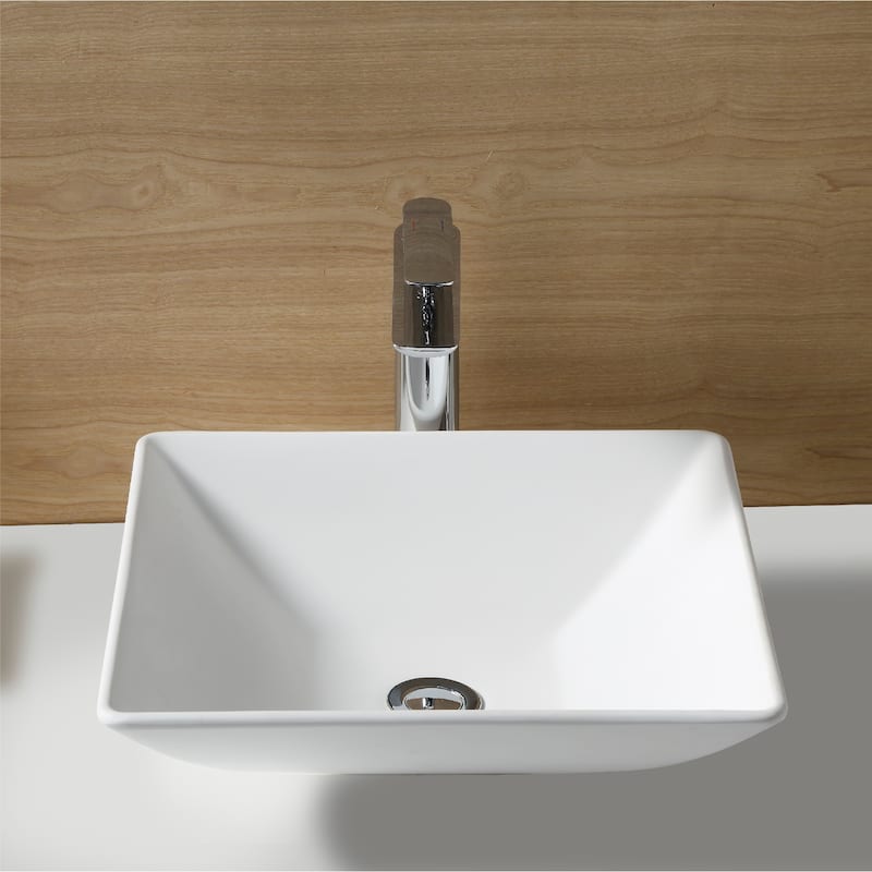 Karran Quattro Vibrant Matte White Acrylic 16 in. Square Bathroom Vessel Sink