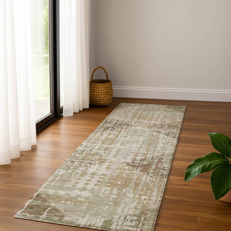 Premium Washable Super Soft Hatch Diamond Mayfield Rug - Fern - 2'3" x 7'6"