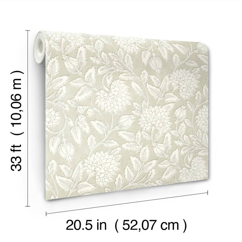 Chesapeake Vadouvan Sage Jacobean Trail Wallpaper