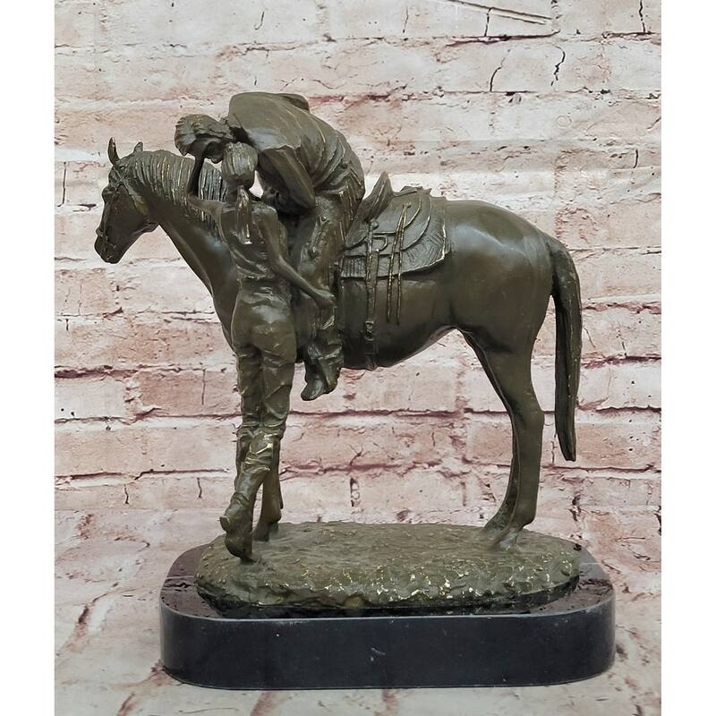 Bronze Equestrian Statue – Children Embracing Imitative Horse On Marble
