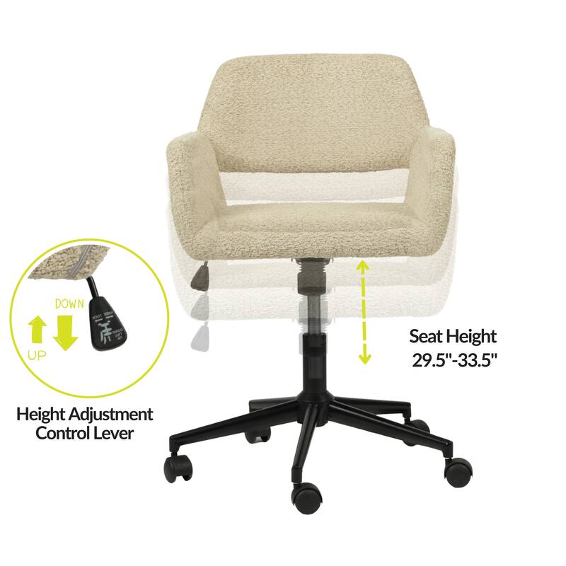 HomyLin Swivel Mid Back Upholstery Desk Chair with Rolling Casters