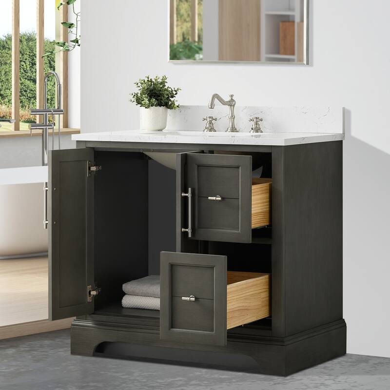 Vanity Art 36" Single Sink Bathroom Vanity with Top & Backsplash
