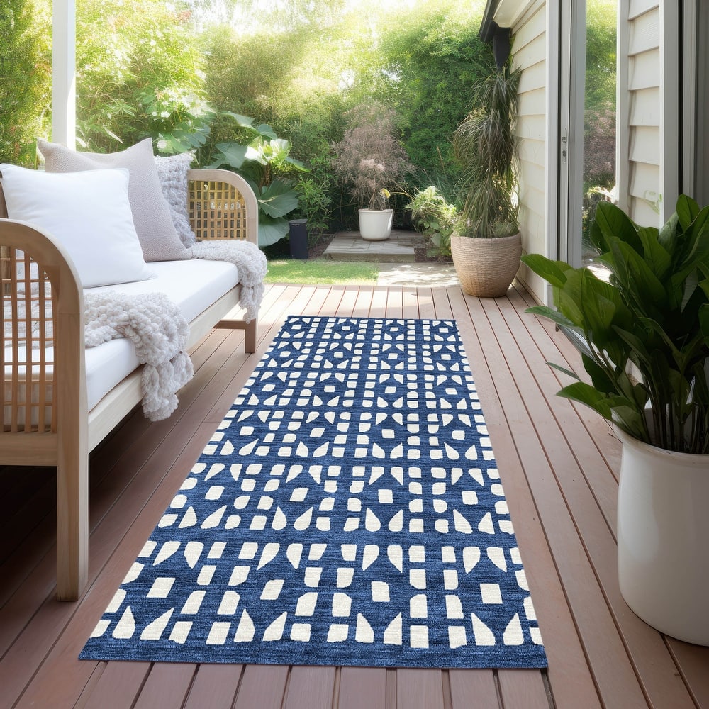 Machine Washable Indoor/ Outdoor Contemporary Imprints Chantille Rug