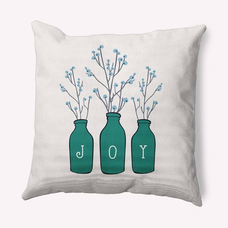 Joy Christmas Soft Spun Polyester Decorative Throw Pillow - 18 x 18 - Mint