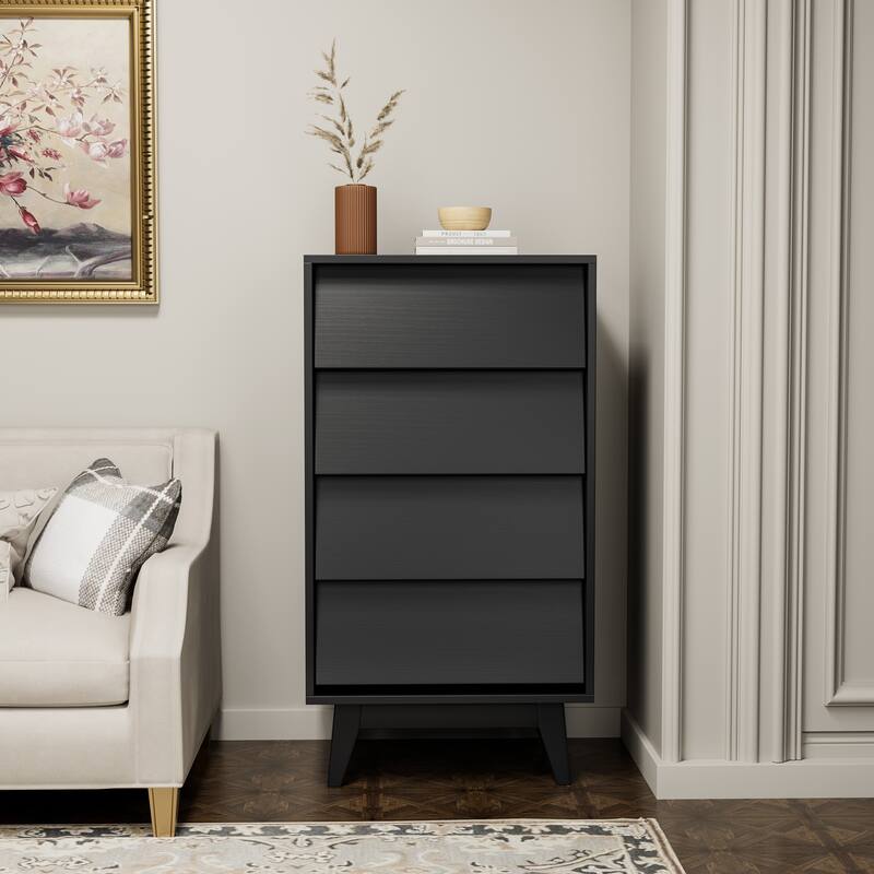 4 Drawer Double Dresser Features Vintage-style and Bevel Design