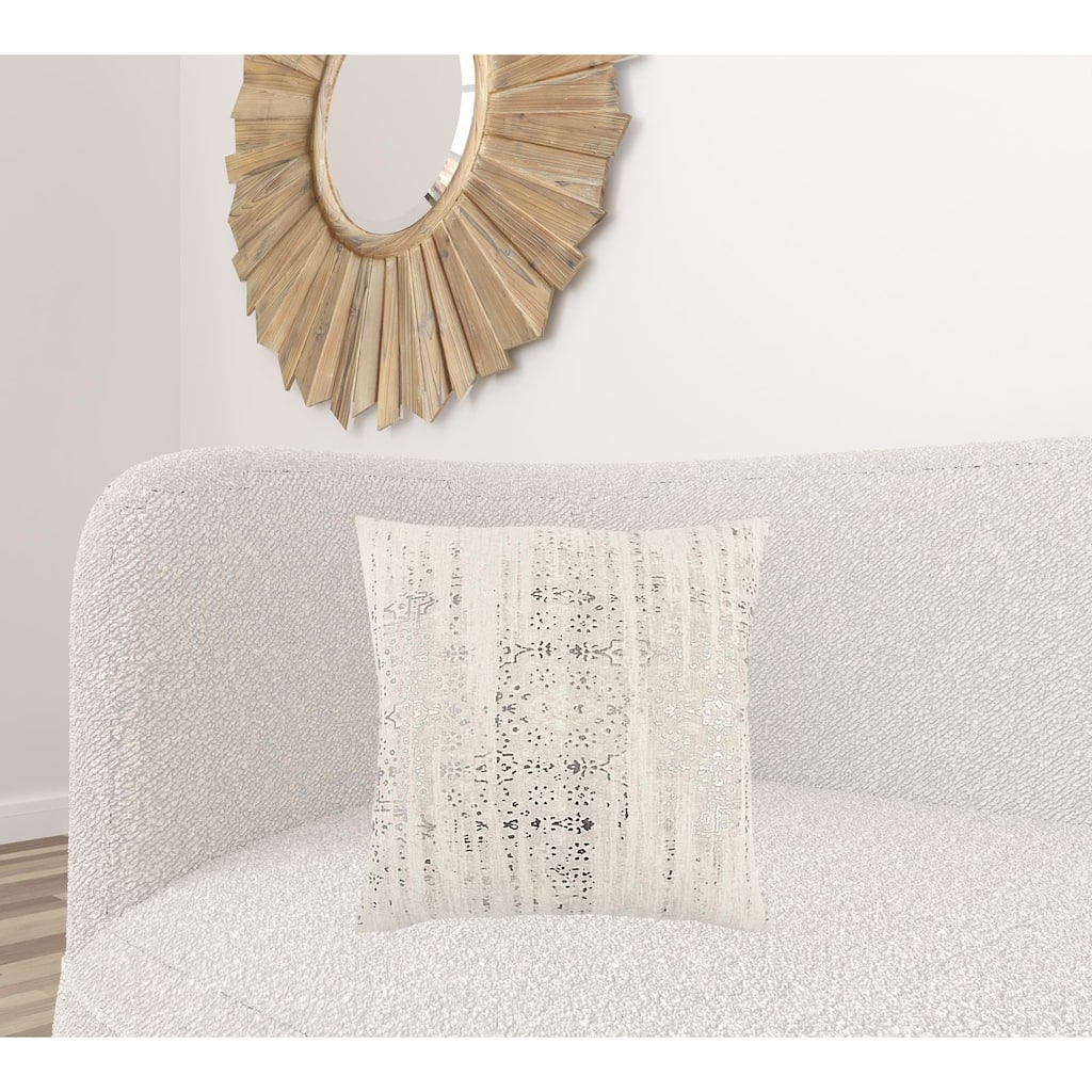 HomeRoots 20 X 20 Natural Zippered 100% Cotton Throw Pillow