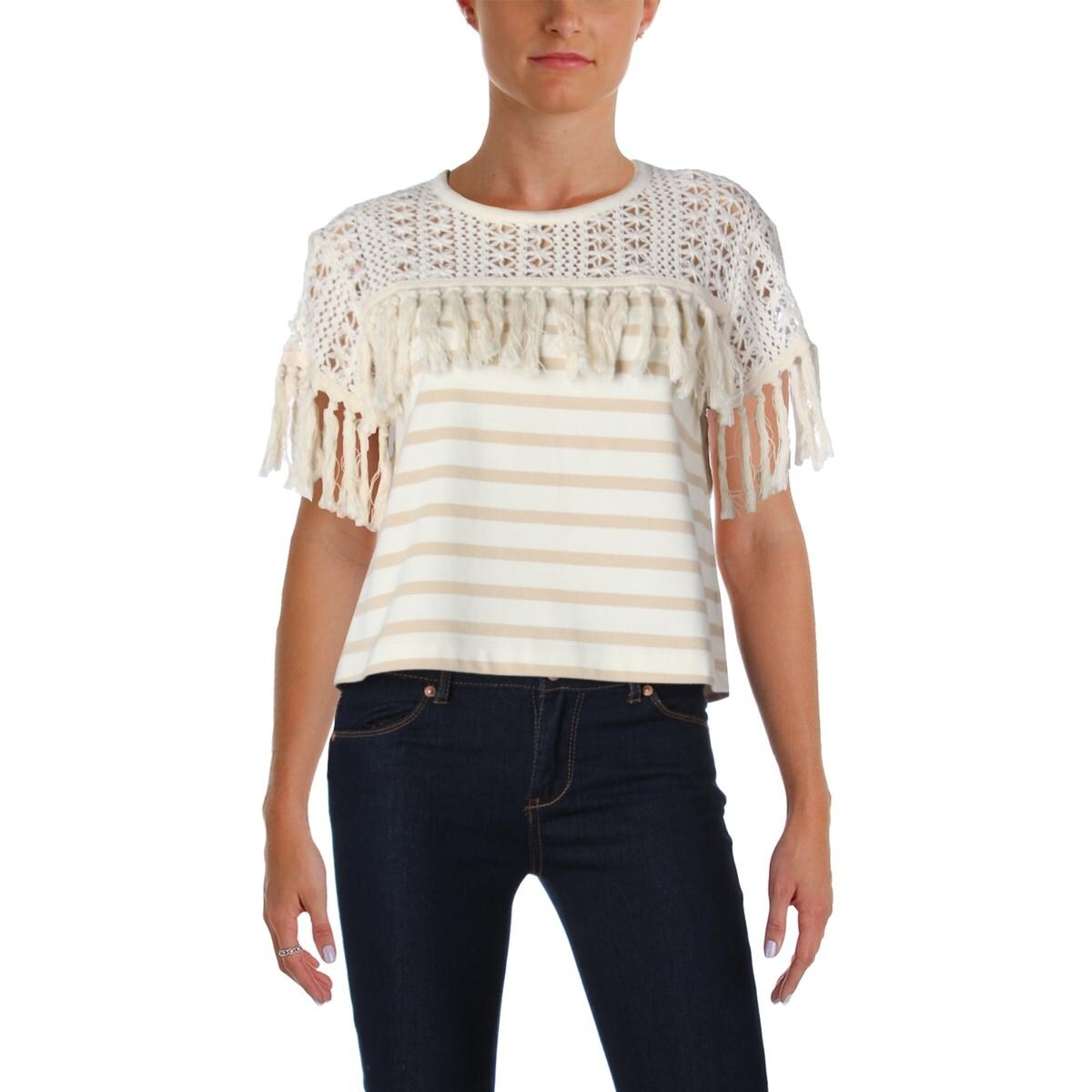 Shop See By Chloe Womens Pullover Top Embroidered Fringe Free Shipping On Orders Over 45 Overstock 21936267