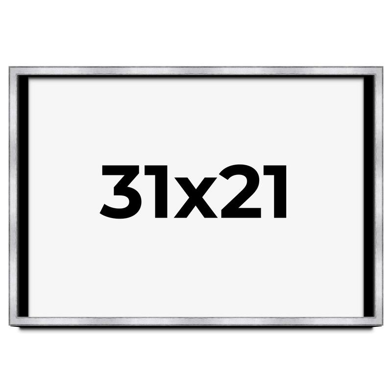 31x21 Shadow Box Frame Silver | 1.375 Inches Deep Real Wood