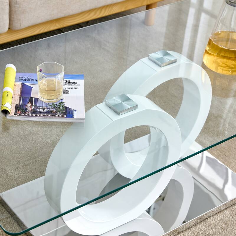 Rectangular Coffee Table withTempered Glass Tabletop