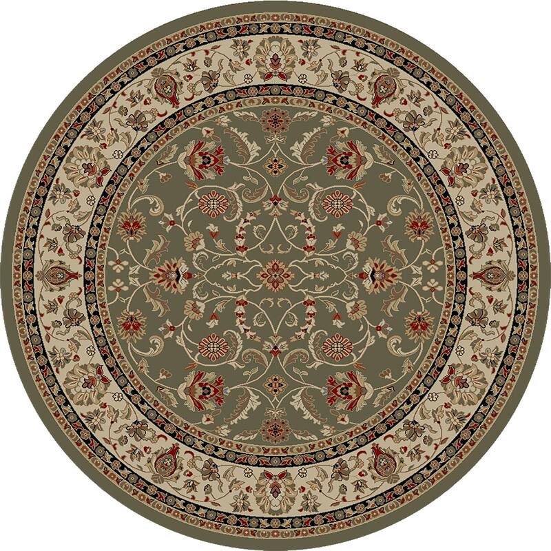 Mayberry Hometown Classic Oriental Keshan Area Rug - 7'10" Round - Sage