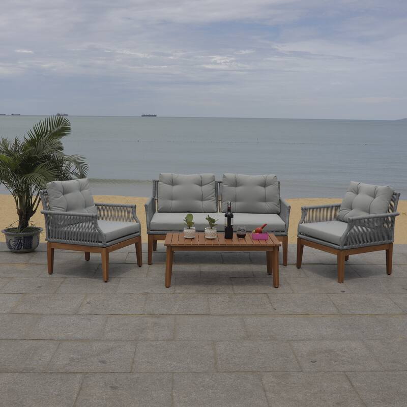 SAFAVIEH Outdoor Living Winslo 4-Piece Patio Set - 57"W x 30"D x 31"H