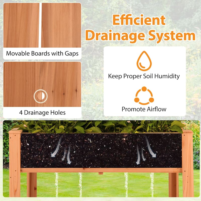 Gymax Raised Garden Bed w/ Trellis Wooden Elevated Planter Box w/ Legs