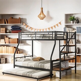Three-In-One Bunk Bed With Stairs, Detachable Into Three