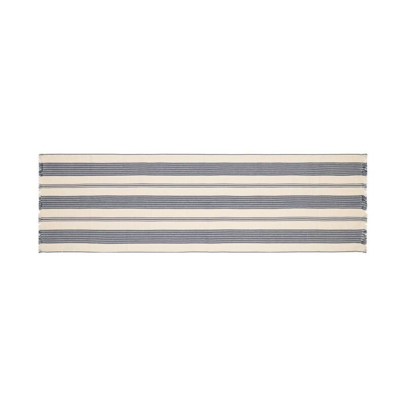 French Home 18"x 57" Blue and Cream Striped Table Runner - 18" x 57"