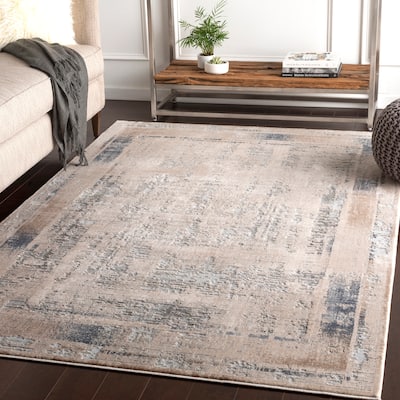 Marjan Ivory Distressed Border Area Rug - 8'10" x 12'4"