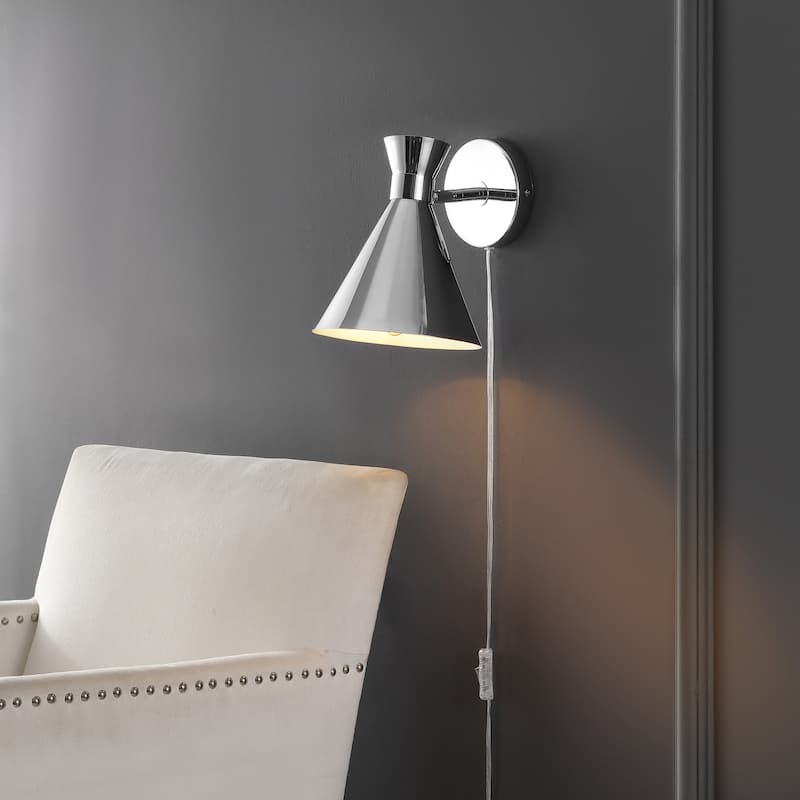 SAFAVIEH Lighting Balbine Modern 8-inch Cone Shade Wall Sconce (LED Bulbs Included) - 8 In. W x 8.3 In. D x 9.3 In. H - 8Wx8Dx9H