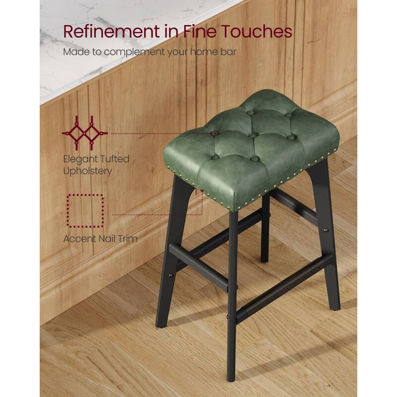 Set of 2 Counter Height Bar Stools Modern Kitchen Barstools with Backrest Perfect for Island or Counter - 12.6"D x 17.3"W x 26"H