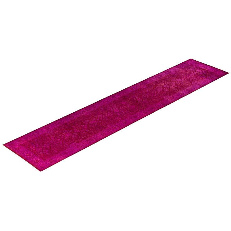 Fine Vibrance One-of-a-Kind Hand-Knotted Runner Rug - Pink, 2' 7" x 12' 6" - 2' 7" x 12' 6"