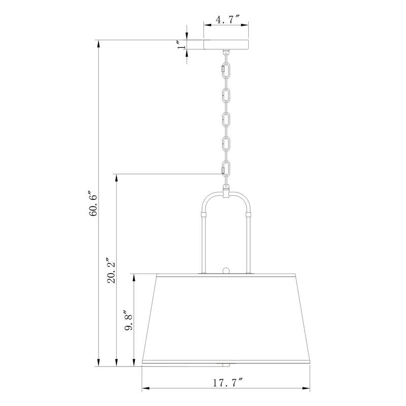 Taro 3-light Black and Chrome Finish Chandelier Ceiling Light with White Shade - Black-Chrome