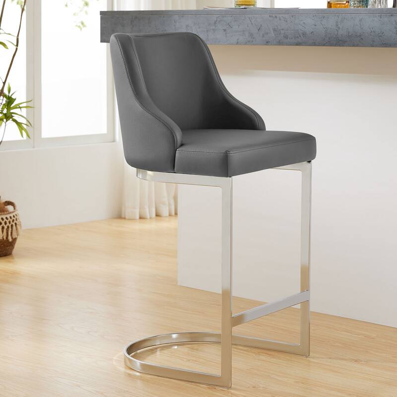 25.8'' Velvet/Leather Counter Height Bar Stools, Set of 2/3 - 36.6"H x 18.9"W x 20.5"D