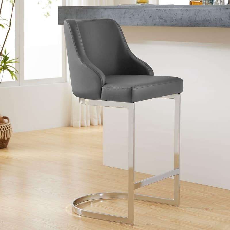 25.8'' Velvet/Leather Counter Height Bar Stools, Set of 2/3 - 36.6"H x 18.9"W x 20.5"D