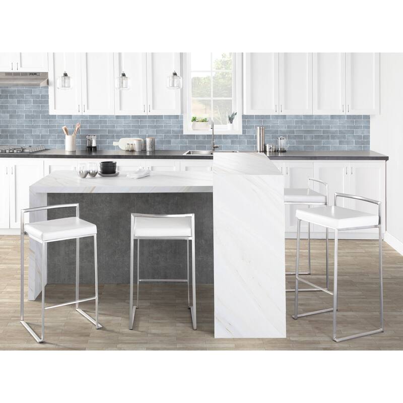 Silver Orchid Forrest Stackable Faux Leather Bar Stools (Set of 2) N