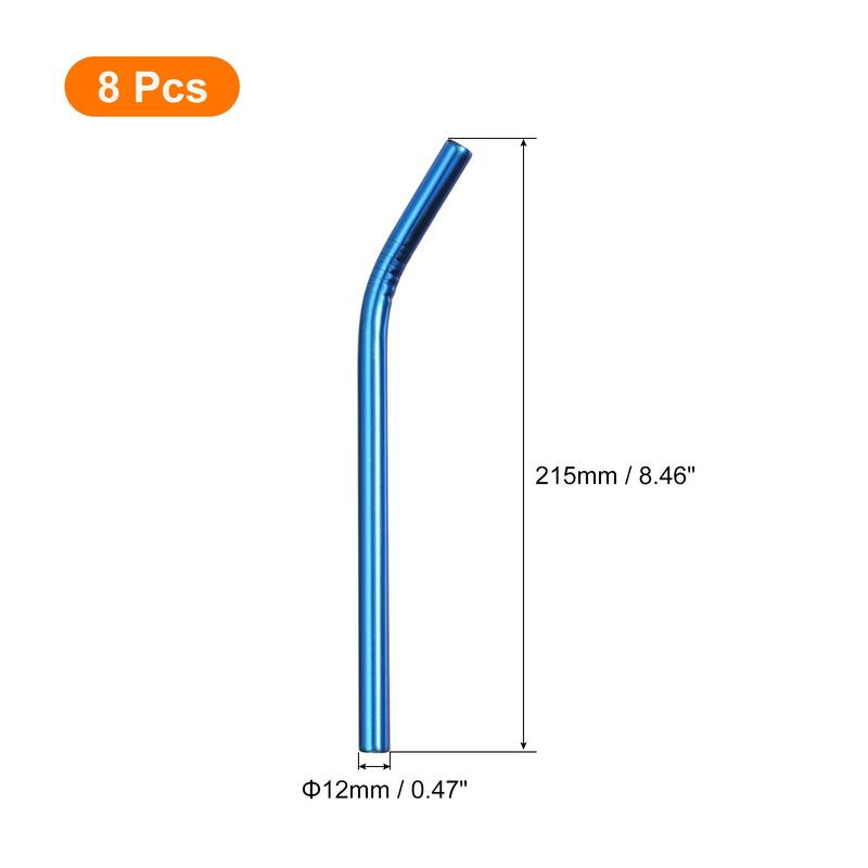 8Pcs 8.46" Long Stainless Steel Straws-Bent for Travel Mugs