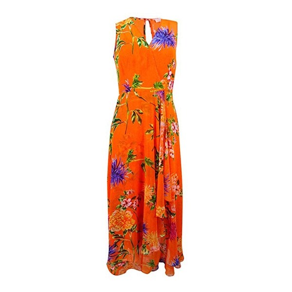 calvin klein orange floral dress