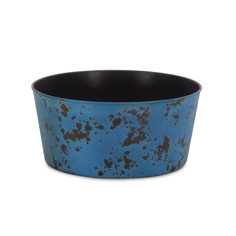 HomeRoots 12" Blue Recycled Plastic Indoor Outdoor Round Pot Planter