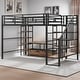 preview thumbnail 15 of 26, Full-Size Metal Loft Bed with Staircase, Built-In Low Storage Desk, and Multi-Tier Shelving for Space-Saving Versatility Black