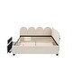 preview thumbnail 8 of 11, Beige Full Size Velvet Platform Bed Daybed with 2 Drawers