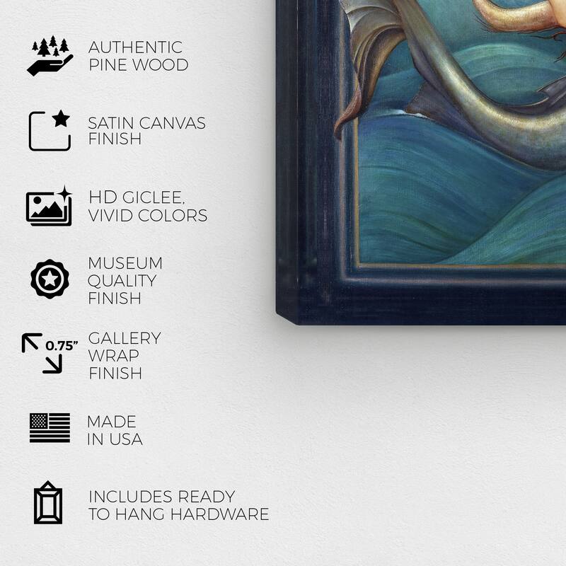 Wynwood Studio Canvas Fantasy and Sci-Fi A Sea Nymph by Sir Edward Burne Jones Blue and Teal Traditional Wall Art Canvas Print