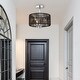 preview thumbnail 5 of 7, KAWOTI 3-Light Semi-Flush Mount Ceiling Lights with Black Rattan Shade - 12in Diameter