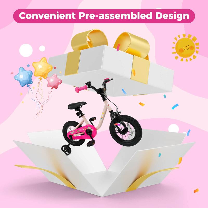 Costway 12-Inch Kids Bicycle with Adjustable Seat Front Handbrake & - See Details