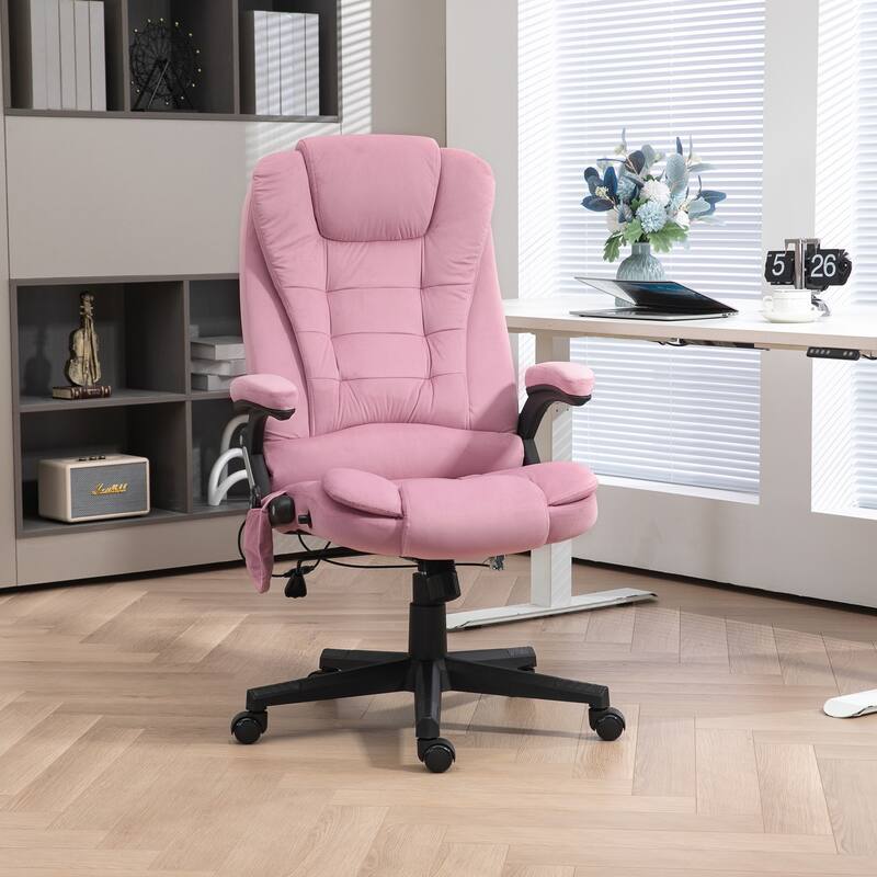 Height Adjustable Massage Office Chair with Lumbar Heating and 6 Vibration Points Swivel Wheels - 25.5"W x 28"D x 43.25"-47.25"H