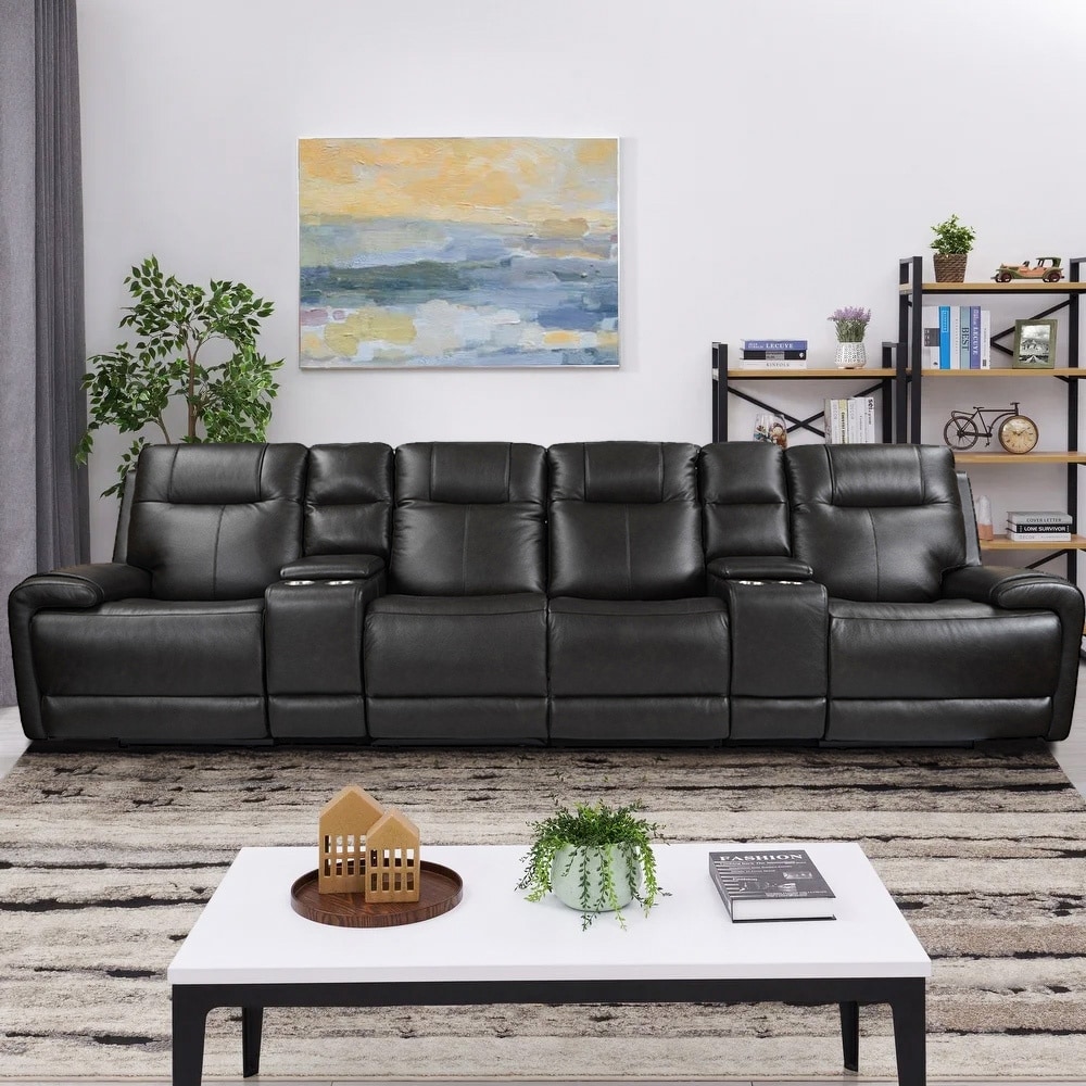 Top grain leather sectional power recliner best sale