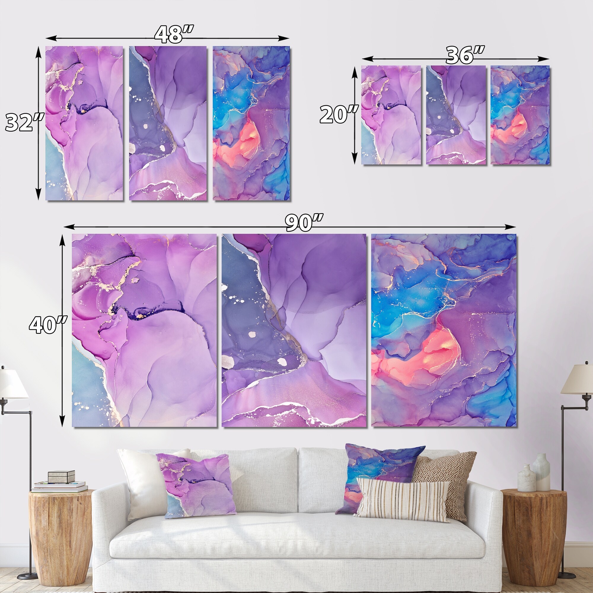 Designart Purple Blue Liquid Fuchsia Modern Art Abstract Canvas Print-image