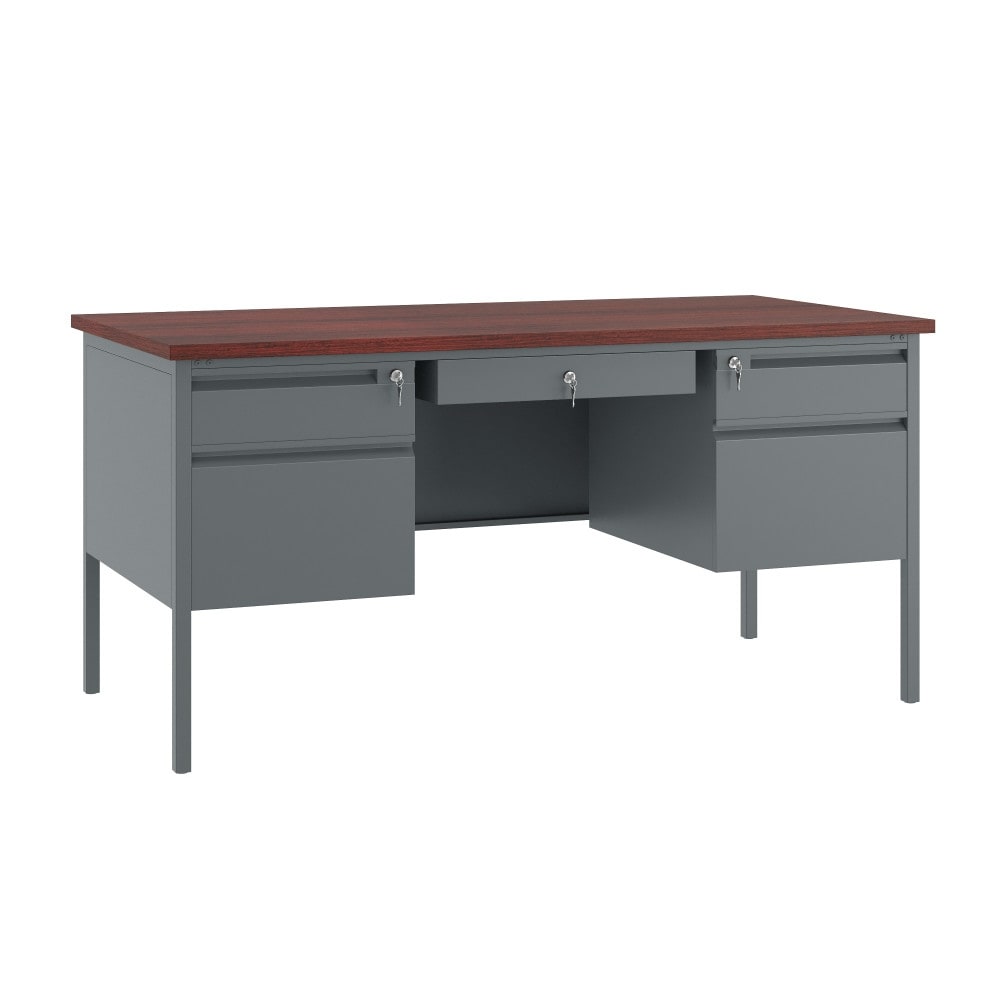 Commercial Double Pedestal Desk with Locking Drawers
