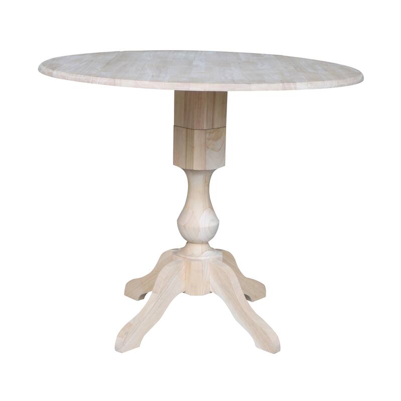 42" Round Top Dual Drop Leaf Pedestal Table - Unfinished - N/A - 36.3"H