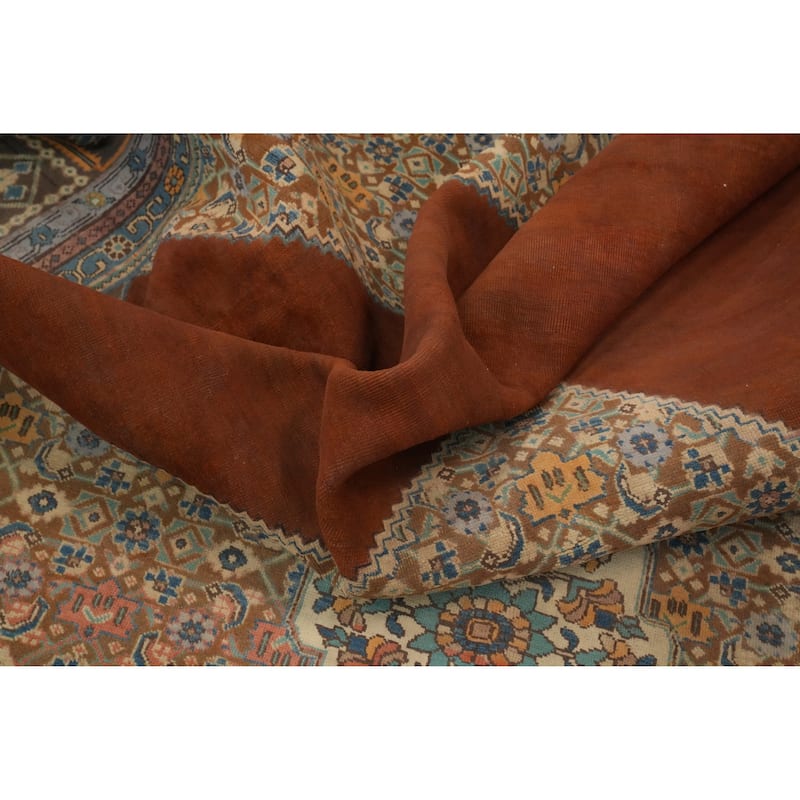 Hand Knotted Oriental 100% Wool Carpet Traditional Medallion Oranges & Rust Tabriz Area Rug - 11' 8'' X 9' 5''