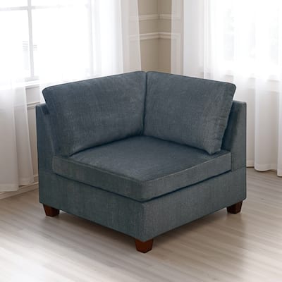 37 Inches Fabric Upholstered Wooden Corner Wedge, Gray