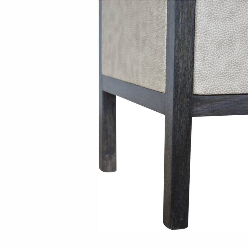 HomeRoots 24" Gray And Black Solid Wood And Faux Shagreen Three Drawer Nightstand