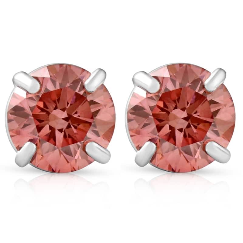 1/2Ct Pink Lab Grown Diamond Screw Back Studs Earrings White Gold