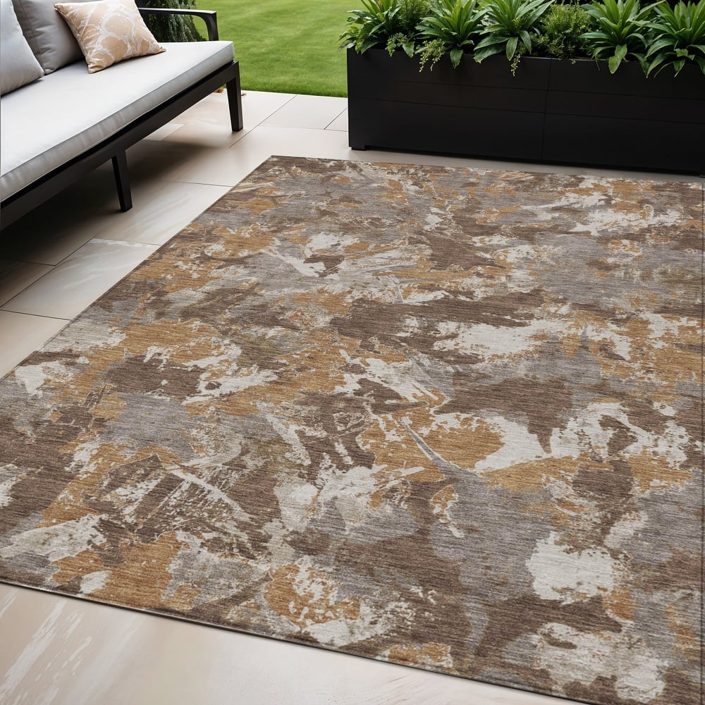 HomeRoots Floral Transitional Rectangle Outdoor Rug