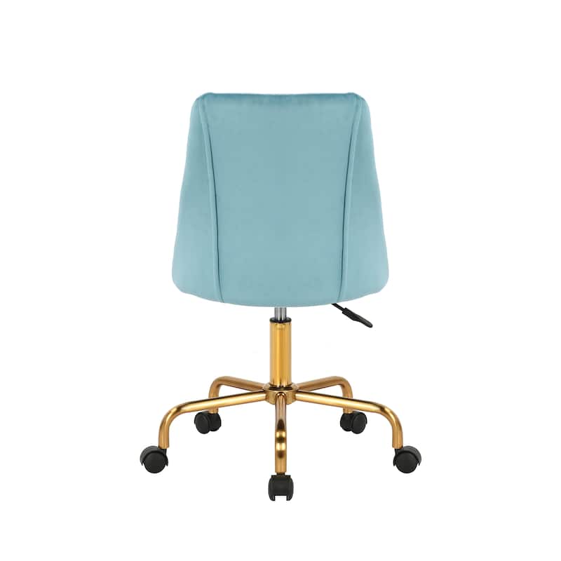 Porthos Home Caia Armless Office Chair, Velvet, Gold Metal Legs