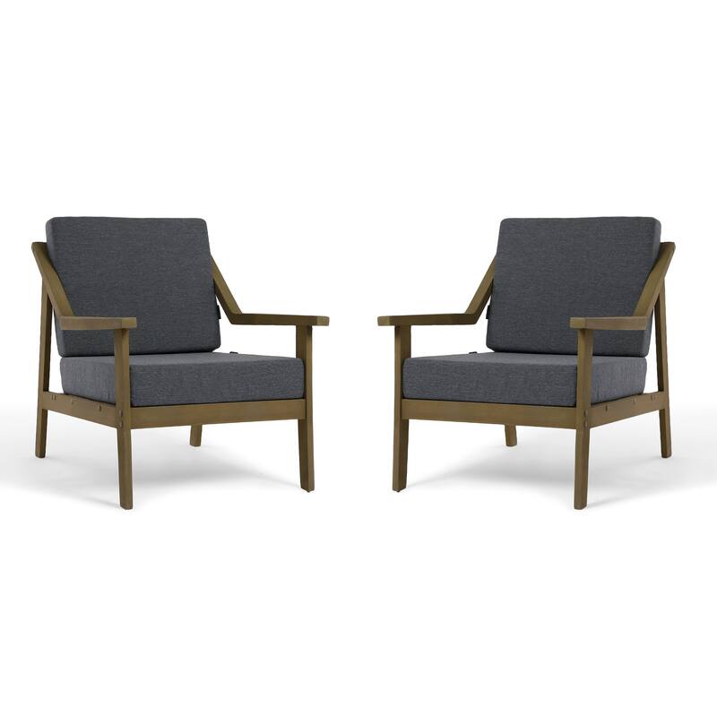 Outdoor Patio Club Chair Arm Lounge Cushion Chair (Set of 2)